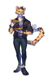  2022 5_fingers anthro brown_hair cheetah clothed clothing digital_media_(artwork) eyewear felid feline fingers glasses hair male mammal reilukah simple_background smile white_background 