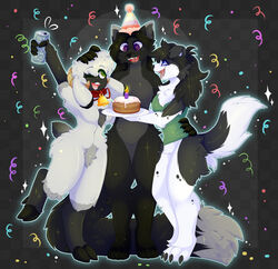  ambiguous_gender anthro barefoot bell bell_collar birthday birthday_cake birthday_party black_body black_fur black_hair blue_eyes bottomless bottomless_female bovid bow_ribbon cake canid canine canis caprine clothed clothing collar collie dessert domestic_dog dusk_sarsis feet female food fox fur group hair herding_dog hi_res horn ken_doll_anatomy long_hair male mammal mercy_(varaxous) muky-cuddly pastoral_dog pg purple_eyes sheep sheepdog smile unguligrade_anthro white_body white_fur white_hair white_wool wool_(fur) 