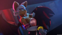  16:9 3d_(artwork) anthro armwear bat big_breasts black_body black_fur blue_eyes breast_smother breasts clothed clothing digital_media_(artwork) domibun duo elbow_gloves eulipotyphlan eye_contact female fur gloves glowing glowing_eyes hair handwear hedgehog hi_res holding_partner larger_female looking_at_another male mammal red_eyes rouge_the_bat sega shadow_the_hedgehog size_difference smaller_male smile smothering sonic_the_hedgehog_(series) source_filmmaker_(artwork) warfare_machine warfare_rouge white_hair widescreen wings 