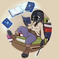  1:1 2022 anthro atane27 big_ears black_claws black_hair black_nose blue_bottomwear blue_clothing blue_eyes blue_pants book book_stack boots bottomwear breasts cheek_tuft chest_tuft circle_background claws clothed clothing desk dreadlocks elizabeth_(atane27) eyewear facial_tuft female floppy_ears footwear front_view full-length_portrait fully_clothed furgonomic_footwear furgonomics furniture glasses hair hi_res holding_book holding_object holding_wand lagomorph leporid levitation long_ears looking_at_book looking_at_object magic magic_book magic_user mammal micro on_book on_desk pants plantigrade portrait rabbit reading reading_book simple_background sitting solo spread_legs spreading table tan_background tan_clothing tan_shirt tan_topwear toeless_boots toeless_footwear topwear tuft 