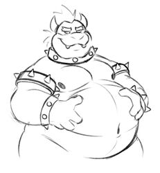  2021 2_horns anthro armband belly big_belly bowser bracelet collar collar_only dragon eyebrows fangs hair half-length_portrait hand_on_belly horn jewelry koopa male mario_bros monochrome mythological_creature mythological_scalie mythology narrowed_eyes navel nintendo nipples nude overweight overweight_anthro overweight_male portrait praceph scales scalie slightly_chubby slightly_chubby_anthro slightly_chubby_male smile solo spiked_armband spiked_bracelet spiked_collar spikes standing teeth 