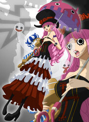  absurdres bat_(symbol) black_eyes boots dress edit female female floating flying gothic gothic_lolita hat highres kumacy kumashi lolita_fashion long_hair one_piece perona photoshop pink_hair solo stiky_finkaz stuffed_animal stuffed_toy tattoo teddy_bear top_hat tophat umbrella vector_trace watch watermark 