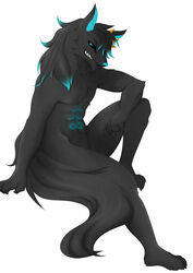  absurd_res anthro canid canine canis crown demon dweynie headgear hi_res looking_at_viewer male mammal master_hellscythe royalty simple_background sitting smile smirk white_background wolf 