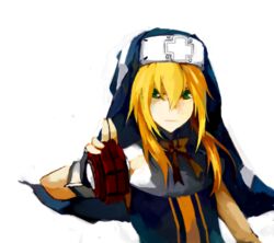  1boy androgynous blonde_hair bridget commentary_request green_eyes guilty_gear guilty_gear_xx habit male_focus nun orokanahime otoko_no_ko solo yo-yo 