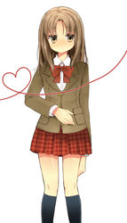  bad_id bad_pixiv_id blazer bow bowtie brown_eyes brown_hair female heart heart_of_string jacket misono_mayu school_uniform simple_background solo tsukudani_norio usotsuki_mii-kun_to_kowareta_maa-chan white_background 