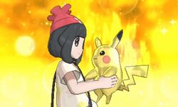  1boy animal_abuse animated animated black_hair cap female female_protagonist_(pokemon_sm) parody pikachu pokemon pokemon_(anime) pokemon_(creature) pokemon_(game) pokemon_sm satoshi_(pokemon) screencap shorts spinning throwing 