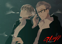  2boys 91_days avilio_bruno cigarette commentary_request copyright_name corteo edoya_pochi glasses looking_up male_focus multiple_boys open_mouth smoking standing undercut 