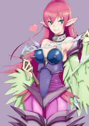  armor blue_eyes cali commentary_request cyber_harpie_lady cyber_shield_(yu-gi-oh!) duel_monster electricity feathered_wings feathers female harpie_lady harpy heart holding long_hair monster_girl pointy_ears purple_background red_hair simple_background solo spiked_armor spikes whip winged_arms wings yu-gi-oh! yu-gi-oh!_duel_monsters 