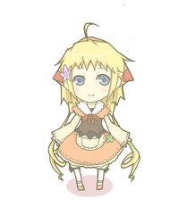  bad_id bad_pixiv_id blonde_hair blue_eyes chibi dress female hamo_(selovers28o) long_hair polka_(trusty_bell) solo trusty_bell twintails 