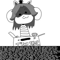  1:1 2015 :3 ambiguous_gender clothing english_text hat headgear headwear humor looking_at_viewer monochrome profanity reaction_image simple_background solo square_academic_cap tem temmie_(undertale) text undertale undertale_(series) unknown_artist white_background 