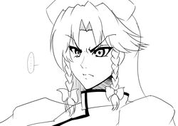  ... commentary_request cookie_(touhou) female greyscale hat hong_meiling macota_(cookie) monochrome portrait solo spoken_ellipsis touhou warugaki_(sk-ii) 