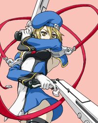  bad_id bad_pixiv_id blazblue bolverk covering_face dual_wielding female gun handgun holding lowres noel_vermillion solo thighhighs weapon yuuya_(yu-ya&#039;s) 