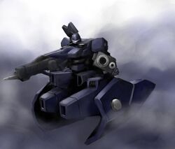  armored_core fanart from_software gun hover_legs lowres mecha paint_(medium) rifle weapon 