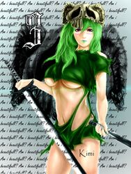  bleach edit green_hair kimi lipstick purple_eyes realistic sword weapon 