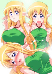  blonde_hair blue_eyes blush elf kuroda_ariake long_hair open_mouth pointy_ears smile tears tiffania_westwood zero_no_tsukaima 