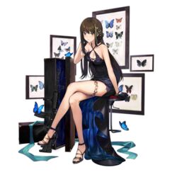  arm_at_side assault_rifle black_footwear black_gloves black_hair blue_butterfly blush breasts brown_eyes brown_hair bug butterfly cleavage criss-cross_halter crossed_legs dress feet female framed_insect full_body girls&#039;_frontline gloves green_hair gun hair_ornament halterneck hand_in_own_hair high_heels legs long_dress long_hair m4_carbine m4a1_(girls&#039;_frontline) m4a1_(suspender_of_time)_(girls&#039;_frontline) multicolored_hair nagu official_alternate_costume official_art open_mouth parted_lips rifle shoes side_slit sitting sleeveless sleeveless_dress solo starry_sky_print stool strappy_heels streaked_hair thighlet toenails toes transparent_background weapon 