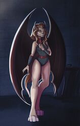  2021 alley anthro breasts clothed clothing digital_media_(artwork) digitigrade disney felid female gargoyles hair hi_res leotard long_hair maggie_reed_(gargoyles) mammal mutate_(gargoyles) solo trash_can vladbride wings yellow_eyes 