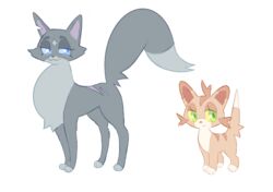  bluestar_(warriors) brown_body brown_fur conditional_dnp domestic_cat duo felid feline felis female feral fur grey_body grey_fur labbit_(artist) mammal sandstorm_(warriors) scar simple_background tail warriors_(book_series) white_background 