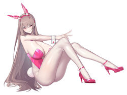  animal_ears ass bare_shoulders befe bow bowtie breasts closed_mouth earrings fake_animal_ears fake_nails fake_tail female goddess_of_victory:_nikke hand_on_own_knee high_heels highleg highleg_leotard highres horns invisible_floor jewelry knees_up large_breasts leotard light_blush light_brown_hair long_hair mole mole_under_eye nail_art pantyhose pink_bow pink_bowtie pink_eyes pink_footwear pink_horns pink_leotard pink_nails playboy_bunny rabbit_ears rabbit_tail see-through sidelocks single_earring sitting smile solo strapless strapless_leotard tail thighs turning_head very_long_hair viper_(nikke) viper_(toxic_rabbit)_(nikke) wrist_cuffs 