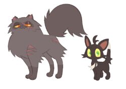  black_body black_fur brown_body brown_fur conditional_dnp domestic_cat duo felid feline felis female feral fur labbit_(artist) male mammal ravenpaw_(warriors) scar simple_background tail warriors_(book_series) white_background yellowfang_(warriors) 