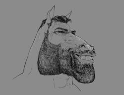  2020 anthro anthrofied beard biped chad_(meme) cursed cursed_image detailed equid equine ernest_khalimov facial_hair gigachad grey_background greyscale hair headshot_portrait horse male mammal manly meme monochrome portrait reaction_image redraw shitpost simple_background sirartwork smile snout solo teeth three-quarter_view unsigned vein what what_has_science_done where_is_your_god_now why 