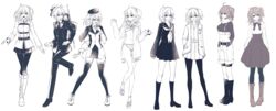  1boy absurdres ahoge artoria_pendragon_(fate) atlas_academy_school_uniform belt belt_buckle bikini boots bow bowtie buckle chaldea_logo chaldea_uniform command_spell commentary_request cu_chulainn_(fate) dress fate/grand_order fate_(series) female formal frown fujimaru_ritsuka_(female) fujimaru_ritsuka_(female)_(anniversary_blonde) fujimaru_ritsuka_(female)_(brilliant_summer) fujimaru_ritsuka_(female)_(royal_brand) fujimaru_ritsuka_(female)_(true_ether_chaldea_uniform) full_body greyscale hair_between_eyes hat highres kneehighs long_sleeves looking_at_another looking_at_viewer midriff mini_cu-chan_(fate) monochrome multiple_views navel official_alternate_costume open_mouth pantyhose polearm ponytail redrabbit44 saber_(fate) sandals school_uniform shorts side_ponytail skirt smile socks spear standing suit swimsuit teeth thighhighs tsukumihara_academy_uniform_(fate/extra) tsukumihara_academy_uniform_(fate/extra_ccc) weapon zettai_ryouiki 