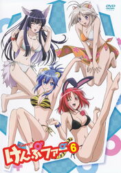  4girls absurdres animal_ears bikini blue_eyes blue_hair blush breasts highres kampfer kondou_mikoto legs long_hair mishima_akane multiple_girls purple_eyes purple_hair red_eyes red_hair red_hair sangou_shizuku senou_natsuru short_hair smile swimsuit thighs wink 