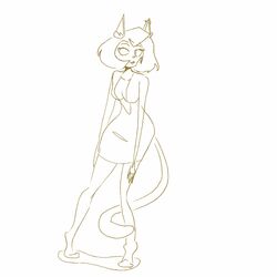  1:1 animated anthro bbravaa breasts cleavage clothed clothing ear_piercing felid feline female inner_ear_fluff loop mammal piercing polly_(bbravaa) short_playtime solo swaying tiptoes tuft 