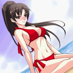  beach bikini days_of_memories fatal_fury ipod_nano_wallpaper king_of_fighters lowres shiranui_mai side-tie_bikini snk swimsuit wallpaper 