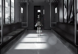  asahina_hiyori kagerou_project monochrome tonari_(z7x8c9) train 