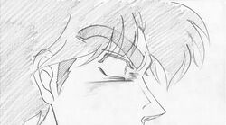  1boy close-up commentary_request eye_focus graphite_(medium) greyscale jojo_no_kimyou_na_bouken jonathan_joestar male_focus monochrome parody phantom_blood photoshop_(medium) solo traditional_media utano 