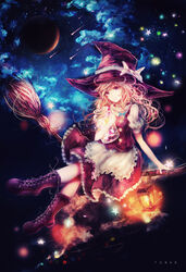  boots broom brown_eyes brown_hair female hat highres kirisame_marisa long_hair thigh_boots thighhighs tonan_(l0l0l0l0l0l) touhou witch_hat 