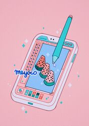  artist_name bad_id bad_twitter_id blue_background color_guide cursor english_text fake_screenshot food fruit meyoco microsoft_paint_(software) no_humans original palette_(object) phone sparkle stylus watermelon 