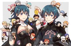  6+boys 6+girls absurdres ankle_boots annette_fantine_dominic armlet armor armored_dress ascot ashe_ubert axe belt bernadetta_von_varley black_hair blonde_hair blue_eyes blue_hair blunt_bangs blush boots braid breasts brown_hair byleth_(female)_(fire_emblem) byleth_(fire_emblem) byleth_(male)_(fire_emblem) cape caspar_von_bergliez chibi claude_von_riegan closed_mouth commentary_request dark-skinned_male dark_skin dedue_molinaro dimitri_alexandre_blaiddyd dorothea_arnault dress dual_persona edelgard_von_hresvelg epaulettes everyone facial_mark felix_hugo_fraldarius ferdinand_von_aegir fire_emblem fire_emblem:_three_houses garreg_mach_monastery_uniform gloves green_eyes green_hair gummy_(puffaluficus) hair_between_eyes hair_ornament hair_over_one_eye hat highres hilda_valentine_goneril hubert_von_vestra ignatz_victor ingrid_brandl_galatea jacket leonie_pinelli linhardt_von_hevring long_hair long_sleeves looking_at_viewer lorenz_hellman_gloucester low_ponytail lysithea_von_ordelia marianne_von_edmund medium_breasts mercedes_von_martritz mini_person miniboy minigirl multiple_boys multiple_girls open_mouth orange_eyes orange_hair pantyhose parted_hair petra_macneary pink_eyes pink_hair purple_eyes purple_hair raphael_kirsten short_hair shoulder_armor side_ponytail simple_background single_braid skirt smile sylvain_jose_gautier tassel thighhighs turtleneck twintails uniform upper_body vambraces weapon white_background white_hair yellow_eyes 