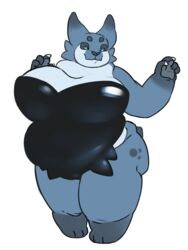  absurd_res anthro belly big_belly big_breasts blue_body breasts clothing felid feline female hi_res huge_breasts hybrid latex latex_clothing mammal nekopuoo obese obese_anthro obese_female overweight overweight_anthro overweight_female pawpads scalie solo 