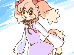 4:3 anthro blush brown_eyes canid canine canis clothed clothing collar digital_media_(artwork) domestic_dog dress female itou_sora kin-shun low_res mammal open_mouth solo tail