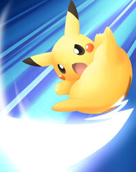 ambiguous_gender attack featureless_crotch fur generation_1_pokemon glowing iron_tail mammal nintendo pemyu pikachu pokemon pokemon_(species) rodent solo underside_view vfx yellow_body yellow_fur