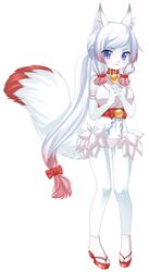 anthro canid canine female fox fur hair mammal miko_(disambiguation) simple_background solo tail wallflower white_background white_body white_fur white_hair