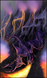 ambiguous_gender breath_powers colorful_theme digital_media_(artwork) dragon elemental_manipulation feral fire fire_breathing fire_manipulation fishyboner full-length_portrait horn membrane_(anatomy) membranous_wings mythological_creature mythological_scalie mythology nude portrait purple_body scalie solo tail wings