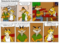 anthro beverage cafe canid canine cheetah closet_coon coffee colin_young comic dialogue duma_matambo duo english_text felid feline food fox leafdog male mammal red_fox tail text true_fox