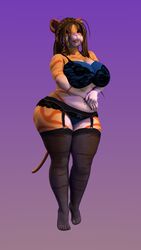  2016 3d_(artwork) 9:16 anthro big_breasts biped blx24 bra breasts brown_hair clothing curvy_figure digital_media_(artwork) domestic_cat felid feline felis female fur green_eyes hair hi_res hindpaw huge_breasts legwear lips long_hair mammal nails orange_body orange_fur panties paws pink_nose slightly_chubby smile solo standing stockings thick_thighs underwear voluptuous white_body white_fur yellow_body yellow_fur 