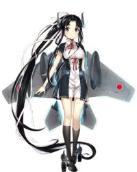  black_hair black_socks buriki character_request dress f-15_eagle female fighter_girl_chronicle full_body long_hair looking_at_viewer mecha_musume official_art socks solo transparent_background very_long_hair 