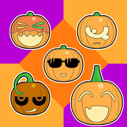  &gt;_&lt; :d closed_eyes commentary_request doppel_(monster_musume) halloween jack-o&#039;-lantern kouda_tomohiro manako monster_musume_no_iru_nichijou ms._smith no_humans objectification oerba_yun_fang one-eyed open_mouth pumpkin sharp_teeth smile smirk stitches sunglasses tears teeth tionishia wavy_mouth xd zombina_(monster_musume) 