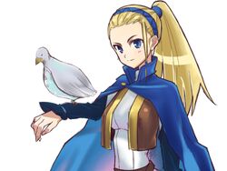  animal animal_on_arm bad_id bad_pixiv_id bangs_pinned_back belt bird bird_on_arm blonde_hair blue_eyes cape dove female fingernails genderswap_(mtf) hair_ornament hair_strand hairband holding holding_animal kuzuaki long_hair long_sleeves looking_at_viewer noah_(p&amp;d) ponytail puzzle_&amp;_dragons rule_63 simple_background smile solo white_background 