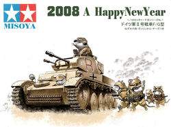  2008 animalization balkenkreuz brand_name_imitation caterpillar_tracks combat_helmet commentary_request cover cross explosive fake_cover goggles goggles_on_headwear grenade gun hat headphones helmet highres iron_cross machine_gun military military_uniform military_vehicle misogram model motor_vehicle mouse_(animal) mp40 new_year no_humans panzer_ii personification photoshop_(medium) rifle soldier stahlhelm submachine_gun tamiya_incorporated tank uniform vehicle_and_personification vehicle_focus war weapon world_war_ii 