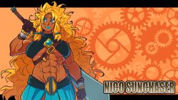  abs absurdly_long_hair ambiguous_gender blonde_hair cuntboy green_eyes green_lips long_hair male_futanari moth_maid muscular nico_sunchaser_(moth_maid) non-web_source tan very_long_hair 
