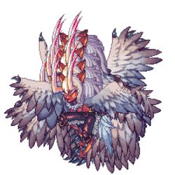  animated animated animated feathers harpy latale lowres monster_girl talons white_hair wings yellow_eyes 