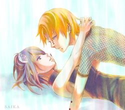  blue_hair couple konan labret_piercing naruto naruto_shippuuden orange_hair pain_(naruto) pein sa-i-ca 