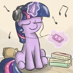 1:1 apple_inc. book closed_eyes container cup electronics equid equine female feral friendship_is_magic fur hair hasbro headphones horn ipod magic mammal multicolored_hair music my_little_pony mythological_creature mythological_equine mythology portable_music_player purple_body purple_fur purple_hair solo source_request speccysy tail twilight_sparkle_(mlp) two_tone_hair unicorn