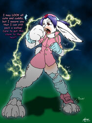 2012 3:4 alice_the_rabbit anthro biped bloody_roar catmonkshiro clothing dialogue dress english_text female footwear gloves handwear konami lagomorph legwear leporid mammal paws rabbit shoes socks solo text torn_clothing transformation were werelagomorph wererabbit